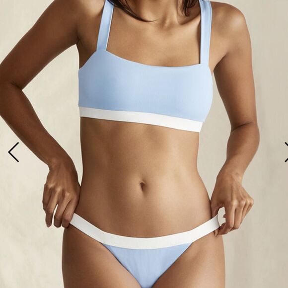 Onia Zoe Two Piece Bikini Top and Bottom in Airy Blue Sz M